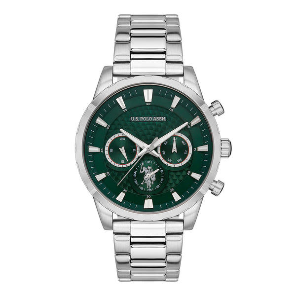 US Polo Men's Silver Stainless Steel Band Watch Wristwatch USPA1055-03