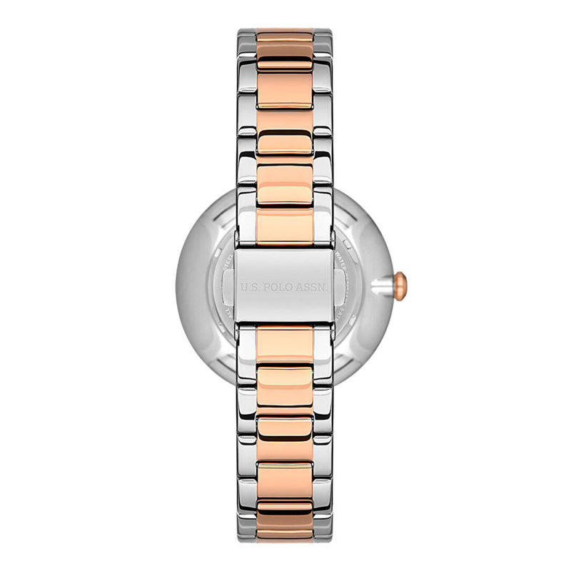 U.S. POLO ASSN. Women's  Silver and Rose Gold Stainless Steel Band Watch USPA2015-08