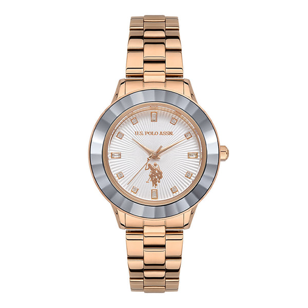 U.S. POLO ASSN. Women's Rose Gold Stainless Steel Band Watch USPA2044-02