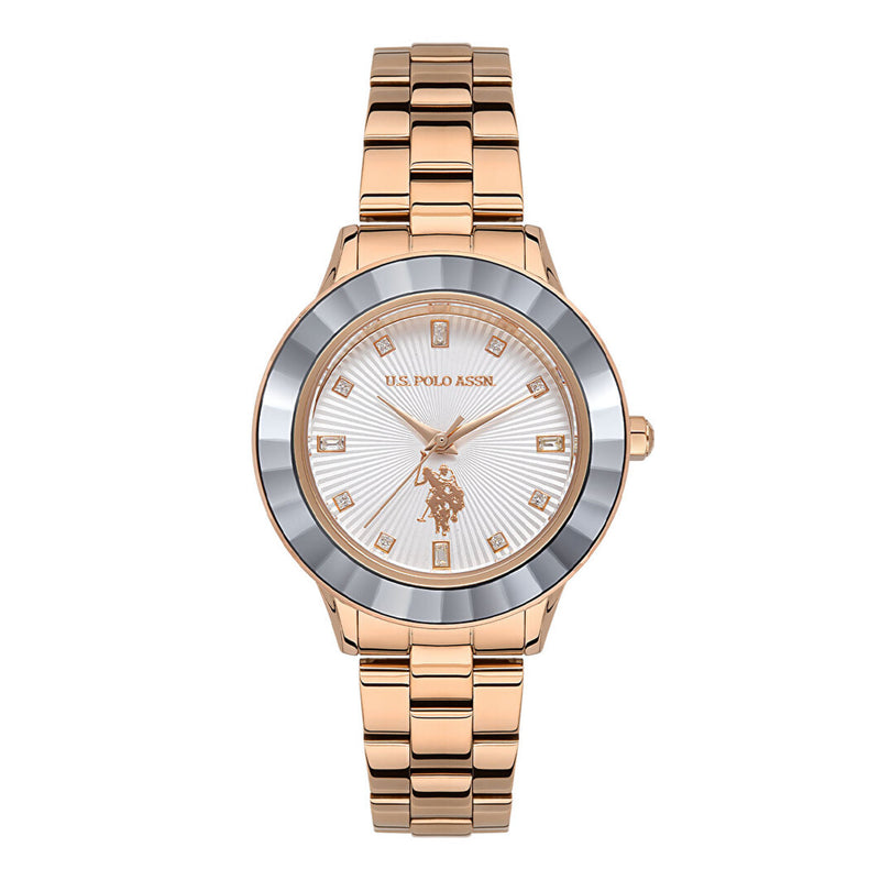 U.S. POLO ASSN. Women's Rose Gold Stainless Steel Band Watch USPA2044-02