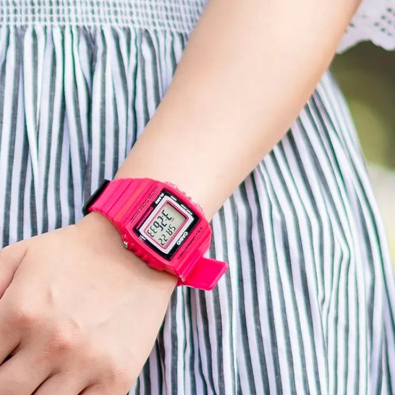 Casio Women's Classic Digital Pink Plastic Quartz Watch  W-215H-4AVDF
