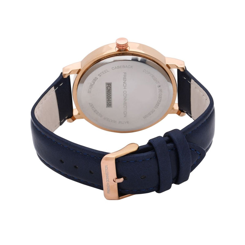 French Connection Men Blue Leather Straps Analogue Watch FCN00045B