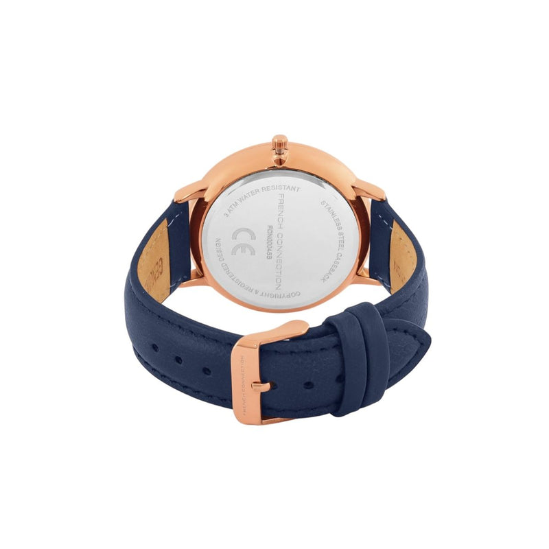 French Connection Men Blue Leather Straps Analogue Watch FCN00048B