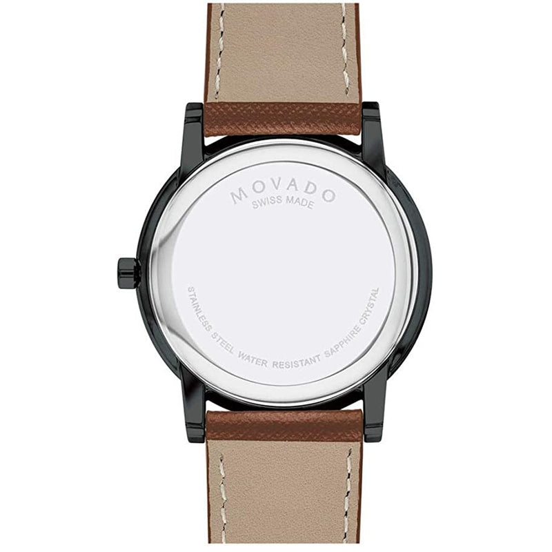 Movado 0607198 Quartz Analog Display and Leather Strap Museum Classic Black Dial Men's Watch