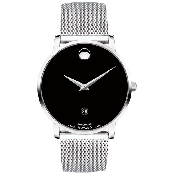 Movado 0607567 Museum Classic Automatic, 40mm stainless steel case and mesh bracelet with black dial