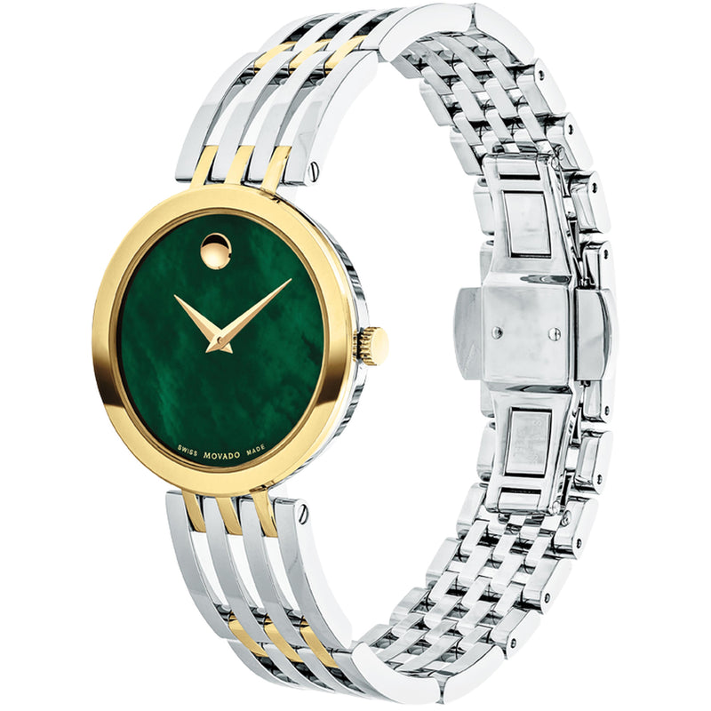 Movado 0607570 Esperanza, 28 mm stainless steel and yellow gold PVD-finished case and free-falling bracelet