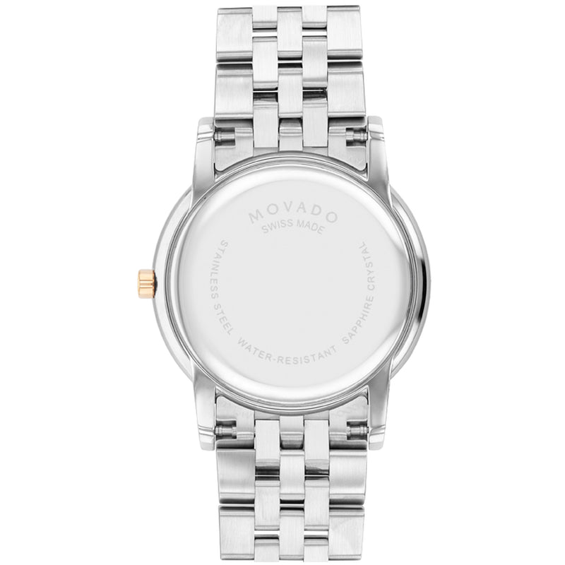 Movado 0607629 Museum Classic 33mm case with a rose gold PVD finish to a white mother-of-pearl dial and a two-tone bracelet Watch