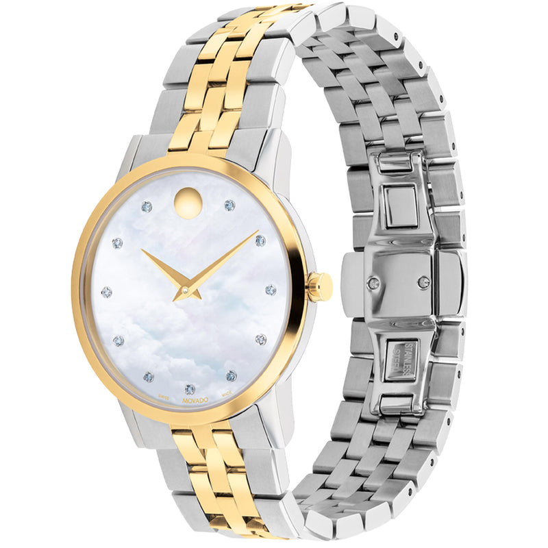 Movado Museum Classic White MOP Dial Two-Tone PVD Bracelet Watch, 33mm - 0607630