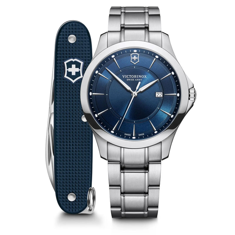 Victorinox Men's Swiss Army Alliance Silver/Blue Wrist Watch 241910.1