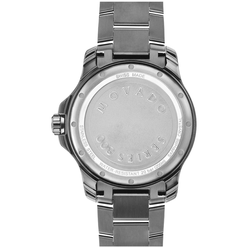 Movado Series 800 Grey PVD Stainless Steel Case with Blue Unidirectional Bezel Sapphire Crystal Blue Dial 2600159