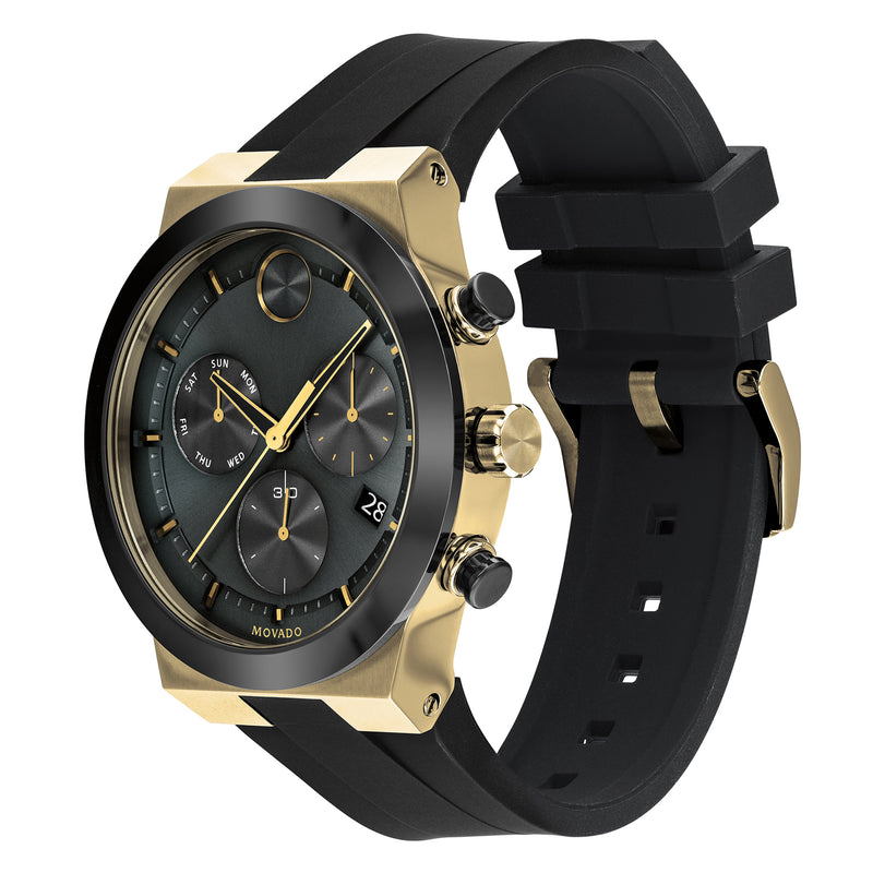 Movado 3600712 Bold Fusion Men's Quartz Stainless Steel and Silicone Strap Casual Chronograph Gold Watch