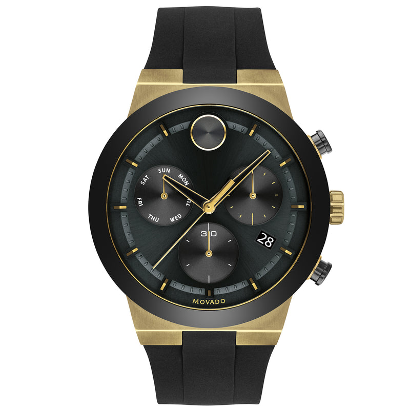 Movado 3600712 Bold Fusion Men's Quartz Stainless Steel and Silicone Strap Casual Chronograph Gold Watch