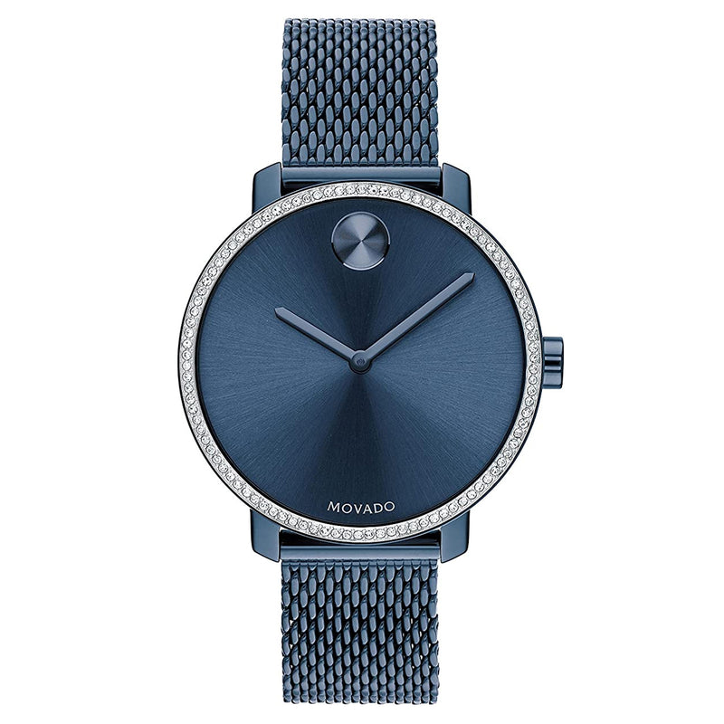 Movado 3600780 Bold Shimmer Women's Swiss Quartz Stainless Steel and Mesh Bracelet Casual Watch, Blue