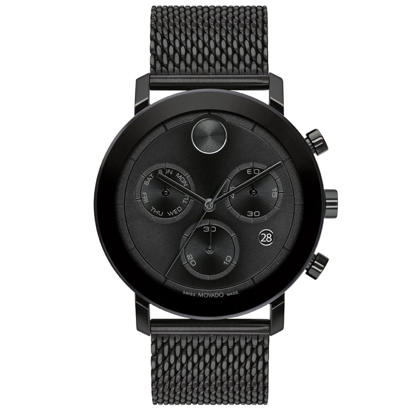 Movado 3600810 Men's Bold Evolution Swiss Quartz Watch with Stainless Steel Mesh Bracelet, Black