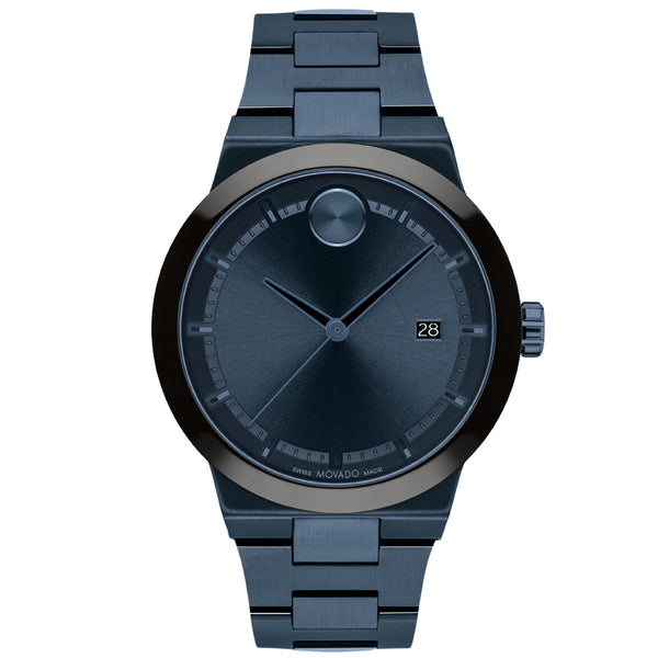 Movado 3600852 Bold Men's Swiss Quartz Stainless Steel and Link Bracelet Watch, Color: Blue