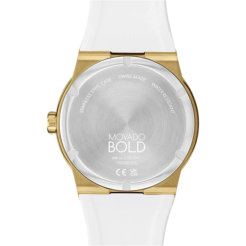 Movado 3600899 Men's Bold Fusion Pale Gold Ionic Plated Stainless Steel Case with a White Silicone Strap