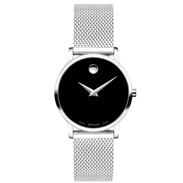 Movado 0607220 Museum Classic Black Dial Stainless Steel Mesh Bracelet Women's Watch