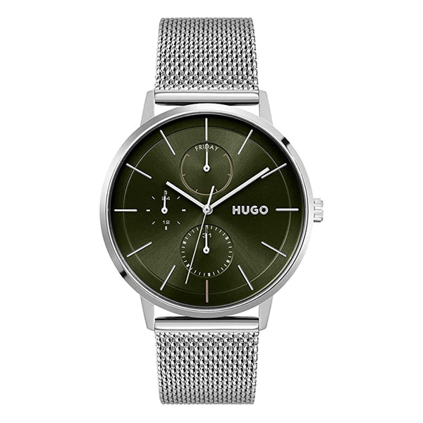 Hugo Boss Exist Multi Men's Green Dial Stainless Steel Mesh Watch 1530238