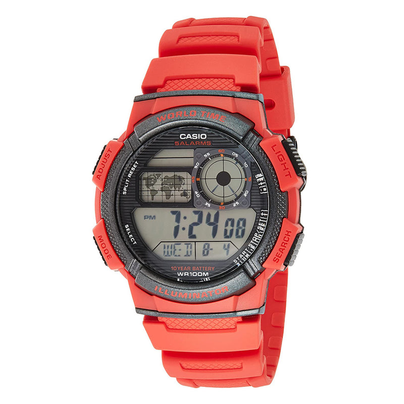 CASIO AE-1000W-4AVDF Digital Sports Red Resin Strap Men's Watch