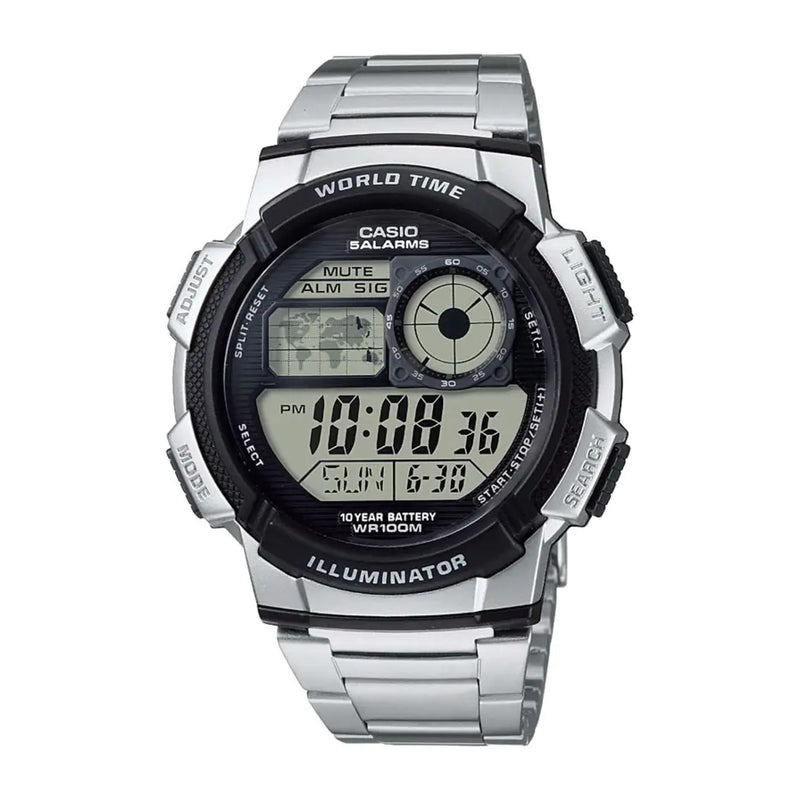 Casio Digital Sports Watch For Men, AE-1000WD-1AVDF, Black/Silver