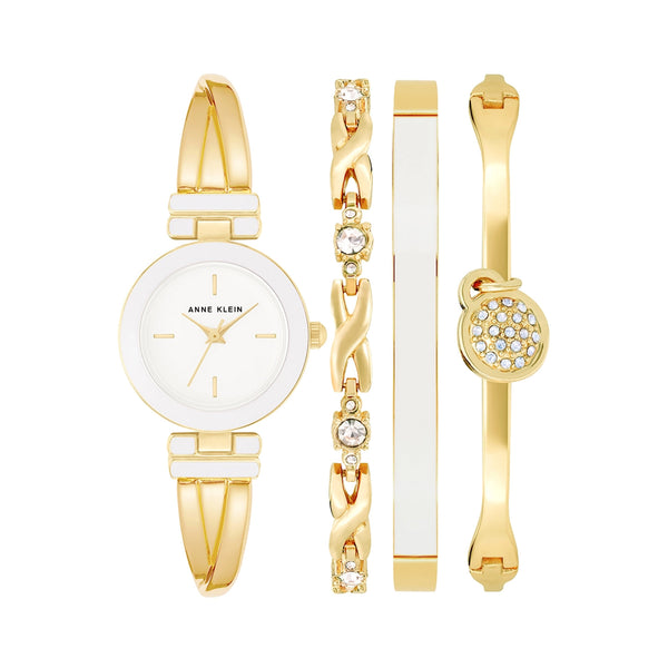 Anne Klein Women's Bangle Watch and Premium Crystal Accented Bracelet Set - AK3284WTST