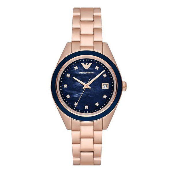 Emporio Armani Three-Hand Date Rose Gold-Tone Stainless Steel Watch AR11449