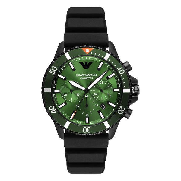 Emporio Armani Chronograph Black Silicone Watch AR11463
