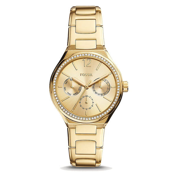 Fossil Women Eevie Multifunction Gold Stainless Steel Watch BQ3722