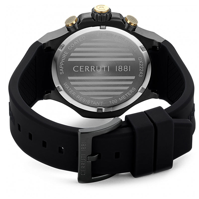 Cerruti 1881 Men’s Lucardo Black Silicone Chronograph Watch CIWGQ2224306