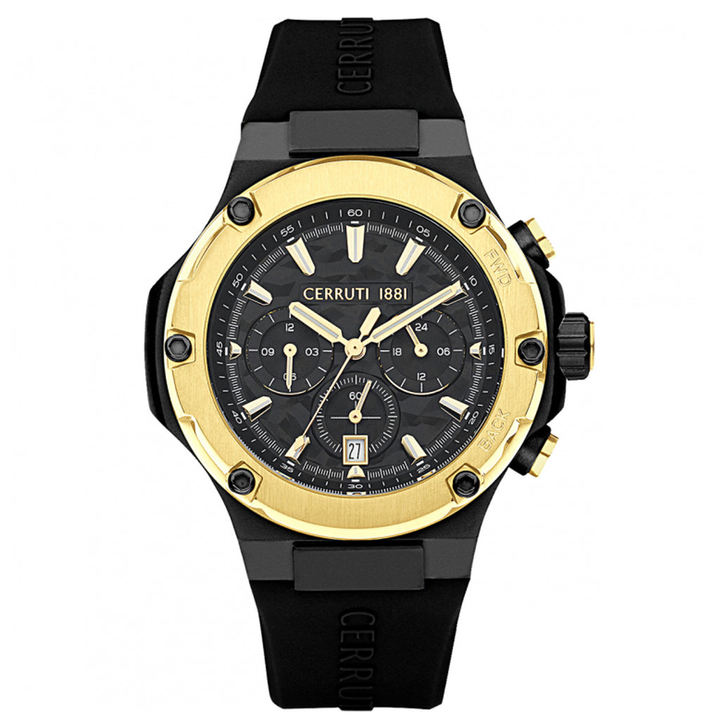 Cerruti 1881 Men s Lucardo Black Silicone Chronograph Watch