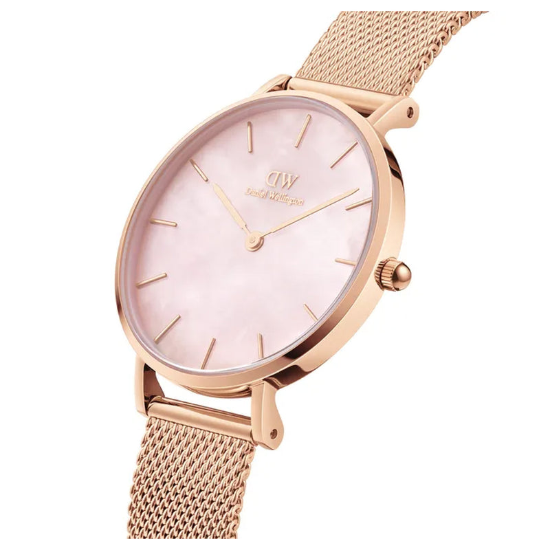 Daniel Wellington Woman's Watch, Petite Melrose Pearl 28mm Pink Mother