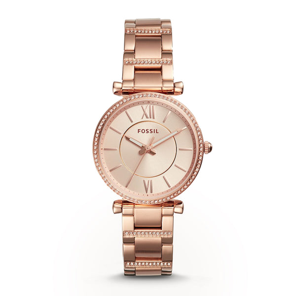 Fossil Carlie Three-Hand Rose-Gold-Tone Stainless Steel Watch ES4301