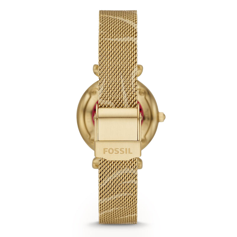 Fossil Carlie Three-Hand Gold-Tone Stainless Steel Mesh Watch ES5155