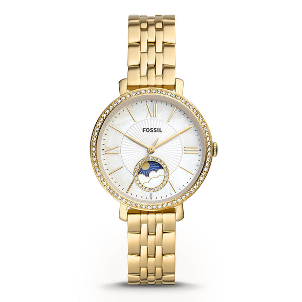 Fossil Women Jacqueline Sun Moon Multifunction Gold-Tone Stainless Steel Watch ES5167