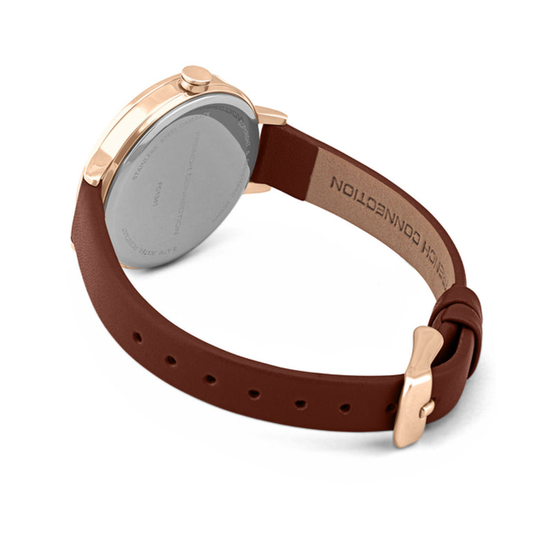 French Connection Brown Leather Quartz Women's Watch FC134T