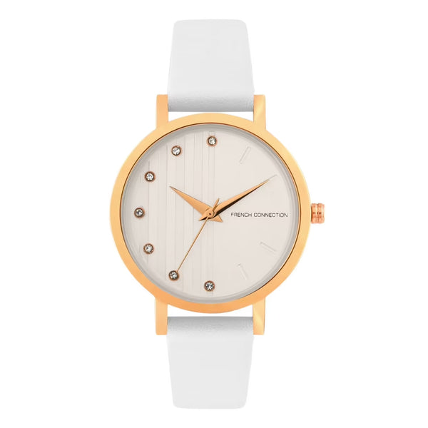 French Connection Womens White Leather Quartz Watch FC20-63B-R