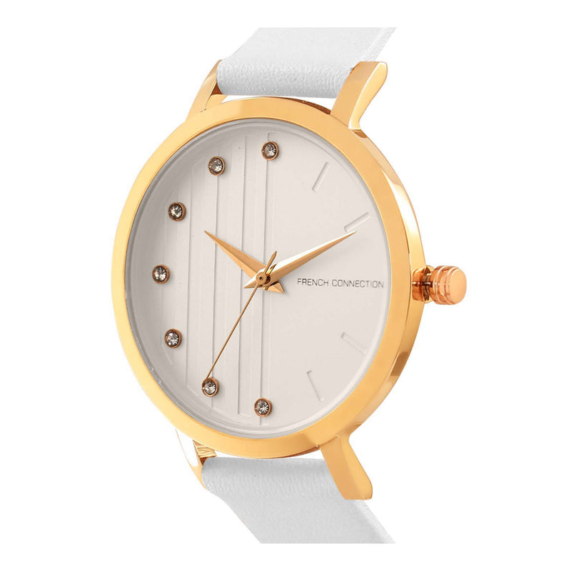 French Connection Womens White Leather Quartz Watch FC20-63B-R