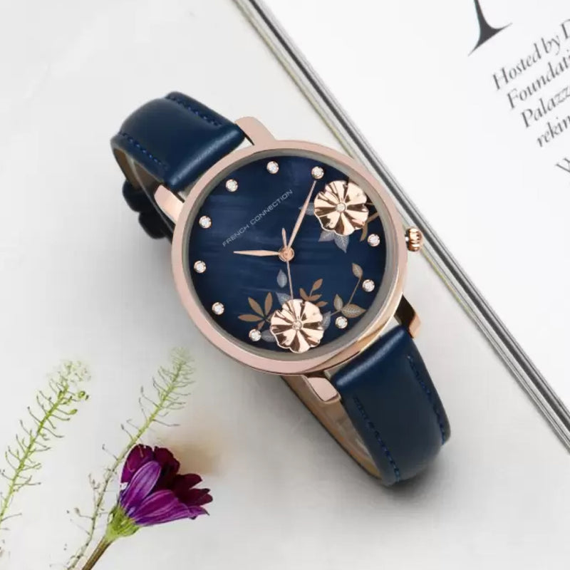 French Connection Women's Navy Blue Leather Watch FC21U