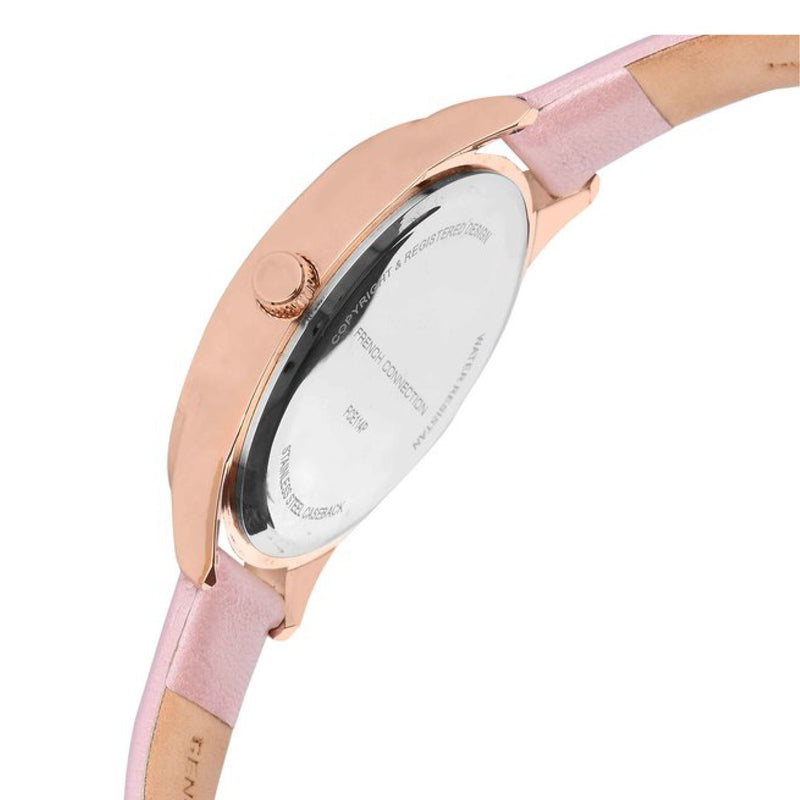 French Connection Women's Pink Leather Quartz Watch FCE114P