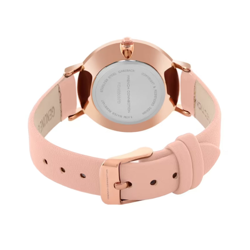 French Connection Women's Analog Pink Leather Watch FCN00037D