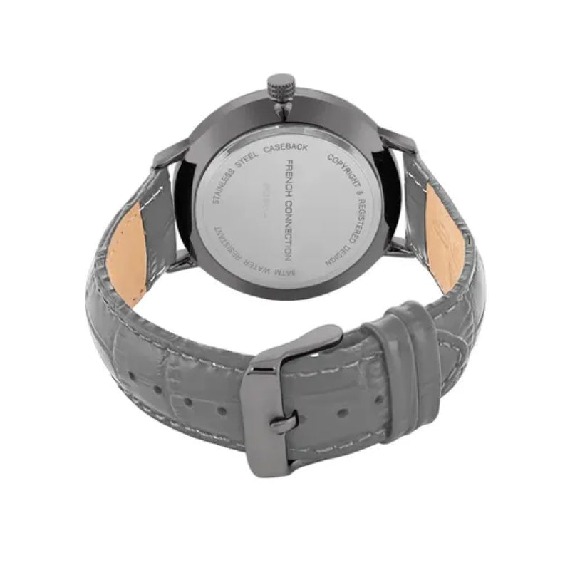 French Connection Men's Grey Leather Quartz Watch FCN00041G