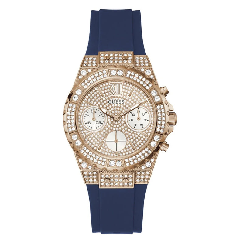 Guess women's blue clearance silicone strap watch