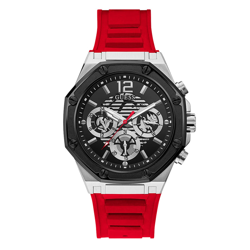 GUESS Quartz Multifunction Red Silicon Men's Watch GW0263G3