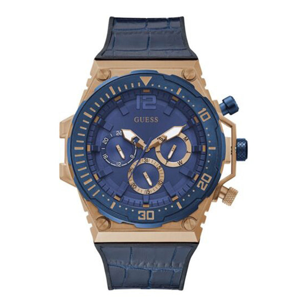 Guess Men's Venture Analog Multifunction Blue Leather Silicone Watch GW0326G1