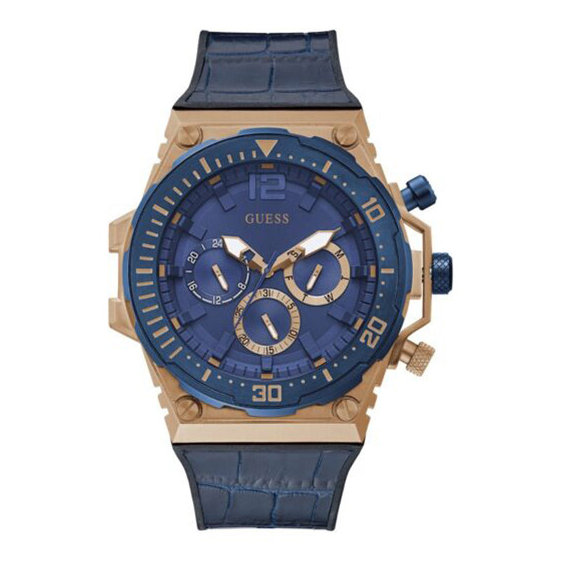 GUESS Venture Analog Multifunction Blue Leather Silicone Men's Watch GW0326G1