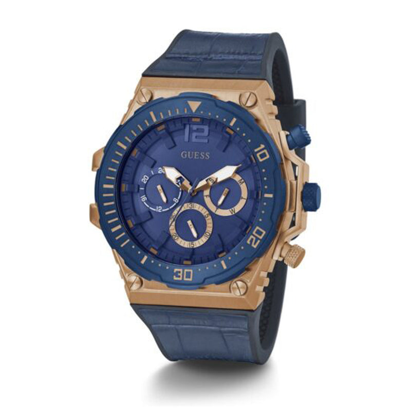 GUESS Venture Analog Multifunction Blue Leather Silicone Men's Watch GW0326G1