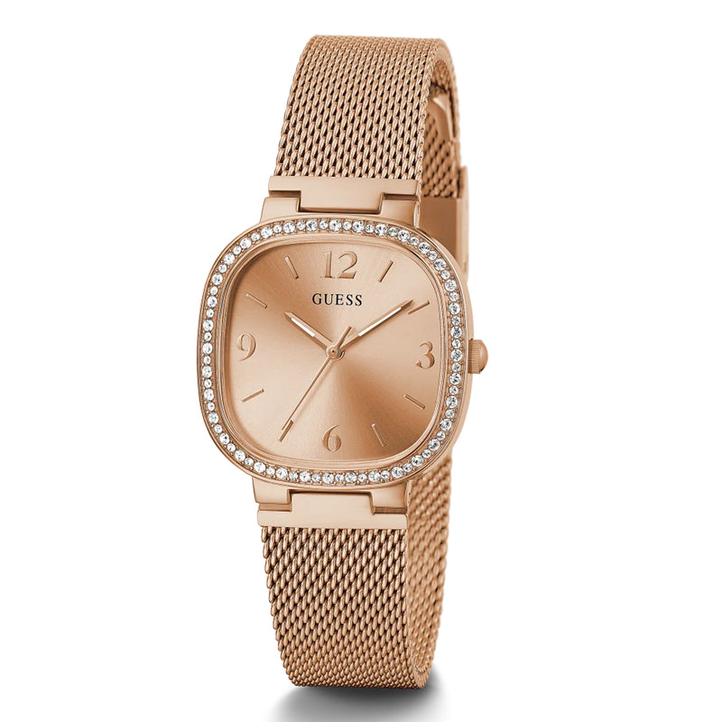 Guess Men's Rose Gold Case Rose Gold Stainless Steel Mesh Watch GW0354L3