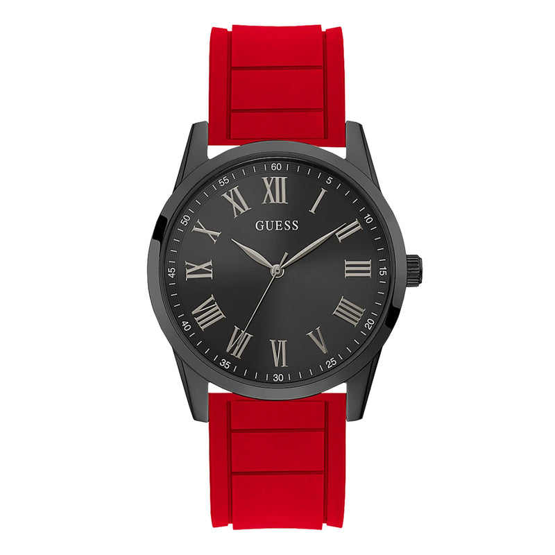 Guess Men’s Black Case Red Silicone Watch GW0362G4