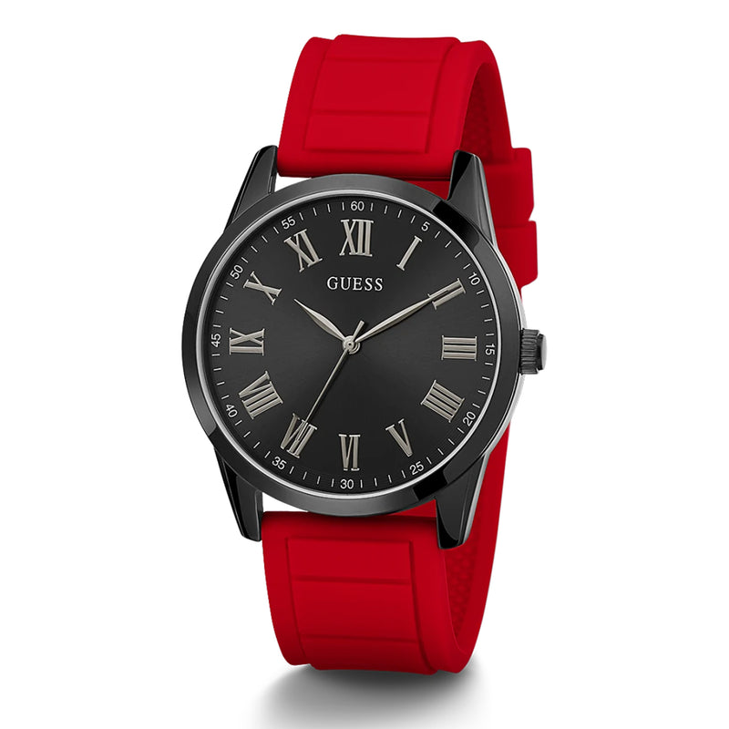Guess Men’s Black Case Red Silicone Watch GW0362G4