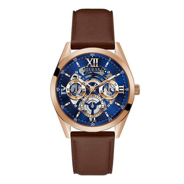 Guess Men Tailor Multifunction Brown Leather Watch GW0389G3